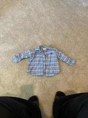 Chaps Baby Boy Plaid Long Sleeve Button Down Shirt Size 6M